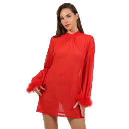 Robe tunique voile rouge...
